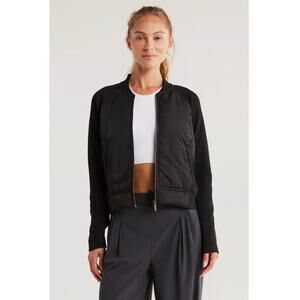 Zella Seamless Mixed Media Bomber Jacket - Size Large